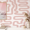 Papel pintado moderno diseño geométrico abstracto blanco y rosa Venta