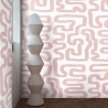 Papel pintado moderno diseño geométrico abstracto blanco y rosa Oferta