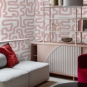 Papel pintado moderno diseño geométrico abstracto blanco y rosa Rebajas