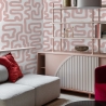 Papel pintado moderno diseño geométrico abstracto blanco y rosa Rebajas