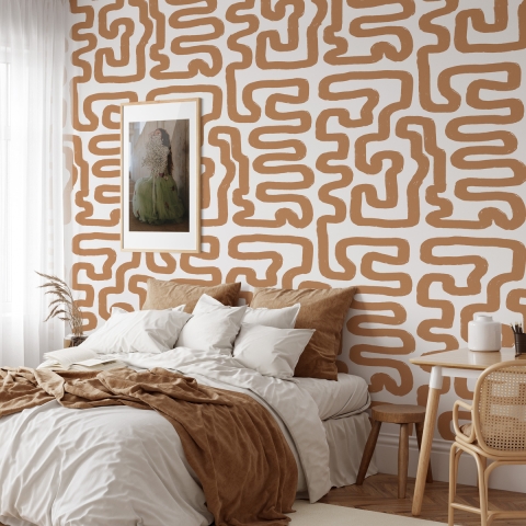 Papel pintado adhesivo diseño geométrico Abstracto Blanco y Avellana Promoción