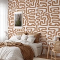 Papel pintado adhesivo diseño geométrico Abstracto Blanco y Avellana Promoción