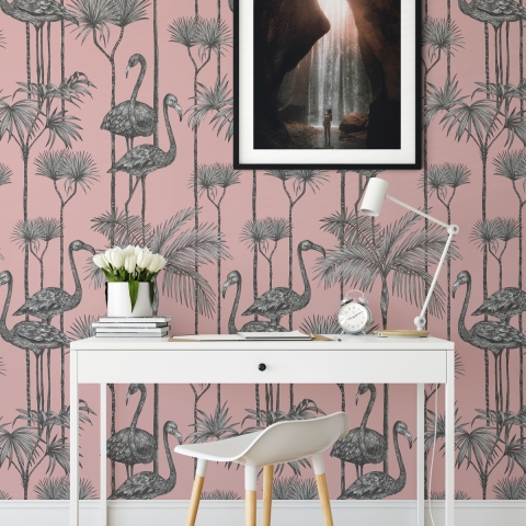 Papel tapiz adhesivo rosa elegante para sala de estar Pellicani Promoción