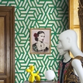 Papel pintado adhesivo para salones modernos Geometrica Verde Promoción