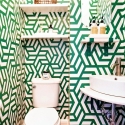 Papel pintado adhesivo para salones modernos Geometrica Verde Venta
