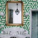 Papel pintado adhesivo para salones modernos Geometrica Verde Oferta
