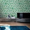 Papel pintado adhesivo para salones modernos Geometrica Verde Descueto