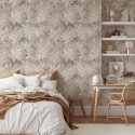 Papel pintado beige elegante floral para dormitorio Foglie Edera Promoción