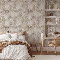 Papel pintado beige elegante floral para dormitorio Foglie Edera Promoción