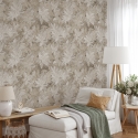 Papel pintado beige elegante floral para dormitorio Foglie Edera Oferta
