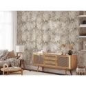 Papel pintado beige elegante floral para dormitorio Foglie Edera Descueto