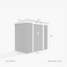 Almacén de jardín de chapa de acero galvanizado resistente prepintado gris Bodega Alps 201x121x176cm Medidas