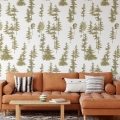 Papel tapiz adhesivo bosque para sala de estar y entrada Pini Verdi Promoción