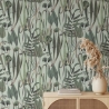 Papel pintado salón con plantas y hojas jungla Botánica Verde Venta
