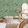Papel tapiz adhesivo verde para dormitorio con diseño de cebras Venta