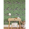 Papel tapiz adhesivo verde para dormitorio con diseño de cebras Rebajas