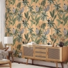 Papel tapiz jungla naranja con hojas y animales Jungla Tropicale Venta