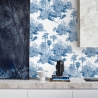 Papel pintado vintage con bosque blanco y azul Toile de Jouy Blu Venta
