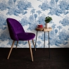 Papel pintado vintage con bosque blanco y azul Toile de Jouy Blu Stock