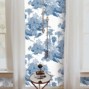Papel pintado vintage con bosque blanco y azul Toile de Jouy Blu Elección