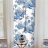 Papel pintado vintage con bosque blanco y azul Toile de Jouy Blu Elección