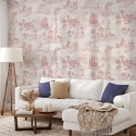Papel pintado vintage con paisajes rosados para sala de estar Toile de Jouy Rosa Promoción