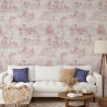 Papel pintado vintage con paisajes rosados para sala de estar Toile de Jouy Rosa Oferta