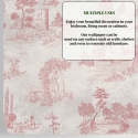 Papel pintado vintage con paisajes rosados para sala de estar Toile de Jouy Rosa Stock