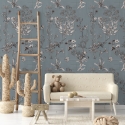 Papel pintado elegante con hojas para dormitorio Ilustraciones Florales Venta
