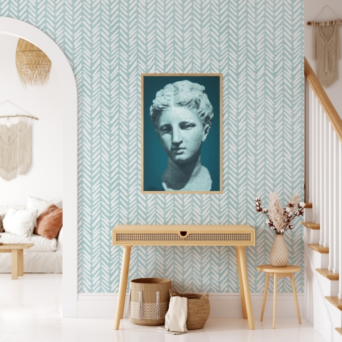 Papel pintado vintage artístico para sala de estar Geométrico Azul Promoción