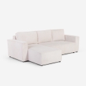Sofá esquinero con chaise longue y cama extraíble de tela de pana Leka Venta