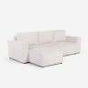 Sofá esquinero con chaise longue y cama extraíble de tela de pana Leka Venta