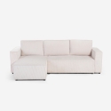 Sofá esquinero con chaise longue y cama extraíble de tela de pana Leka Oferta