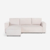 Sofá esquinero con chaise longue y cama extraíble de tela de pana Leka Oferta