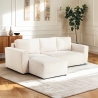 Sofá esquinero con chaise longue y cama extraíble de tela de pana Leka Características