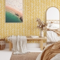 Papel pintado adhesivo vintage para salón Geométrico Amarillo Promoción