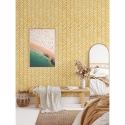Papel pintado adhesivo vintage para salón Geométrico Amarillo Catálogo