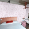 Papel pintado floral con animales para habitación infantil Rosa Vittoriana Rebajas