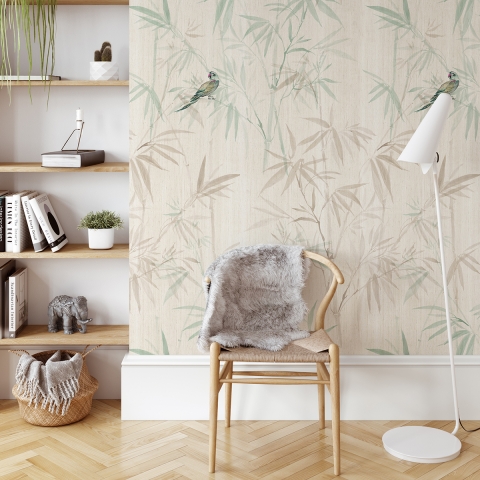 Papel pintado floral plantas orientales Bosque Japonés Bambú Promoción