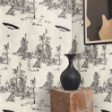 Papel pintado bosque vintage blanco y negro Toile de Jouy Ufo Nero Oferta