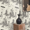 Papel pintado bosque vintage blanco y negro Toile de Jouy Ufo Nero Oferta