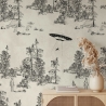 Papel pintado bosque vintage blanco y negro Toile de Jouy Ufo Nero Rebajas