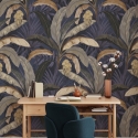 Papel pintado plantas naturaleza jungla fondo azul Giungla Botanica Oferta