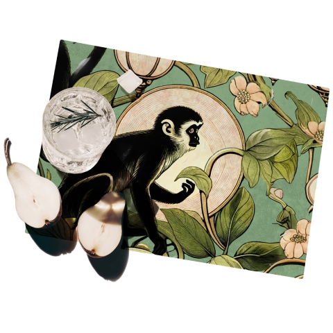 Set 2 manteles individuales de mesa desayuno Monitos Verde Promoción