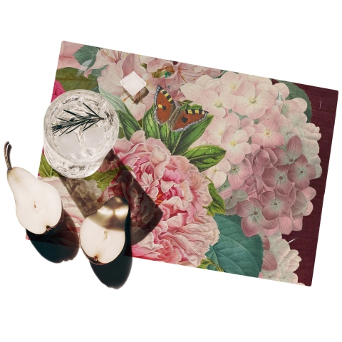 Juego de 2 manteles individuales florales de plástico lavables Velvet Promoción