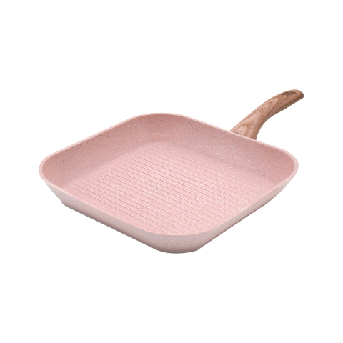 Parrilla antiadherente efecto granito rosa 28x28 Bisetti Stonerose Promoción