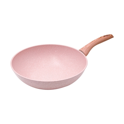 Wok antiadherente de 28 cm efecto granito rosa Bisetti Stonerose Promoción