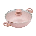 Sartén antiadherente 24cm rosa granito con tapa Bisetti Stonerose Promoción