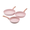 Juego de 3 sartenes de aluminio antiadherente efecto granito rosa Stonerose Promoción