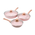 Set de 3 sartenes antiadherentes de aluminio efecto granito rosa Stonerose Promoción
